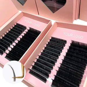 Matte Black Vegan Super Soft Natural Long Handmade Individual Eyelash Extensions Private Label Custom Logo Cashmere
