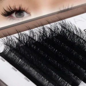 Matte Black Volume Cashmere Multilayer Camellia Lash Extensions Easy Fan Camellia Volume Lashes Extensions