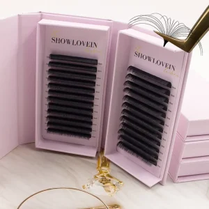 Matte Dark Black Mega Volume Lash Extensions Cashmere Synthetic Hair Faux Mink Lash Extension Trays Supplies