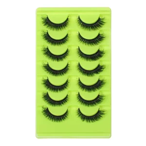 Maynice Vegan Cat Eye Lashes Russian Strip False Eyelashes Dramatic Faux Mink Lashes 17mm 7 Pairs Lashes Tray