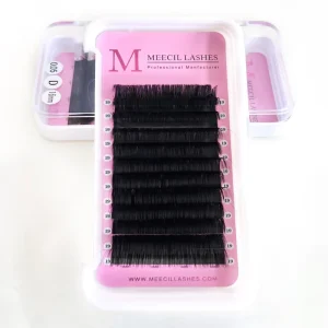 Meecil Lashes High Quality 20 Rows Matte Style Pure Dark Black 7-16 mm C CC D Curl Synthetic Hair 3D Premade Fanned Volume False