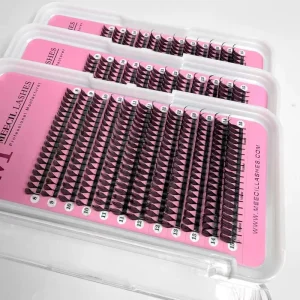Meecil New Design Light Style 12 Rows Premade Anime Lash Individual Faux Mink Eyelash Premade Anime Lash Map Extensions Trays
