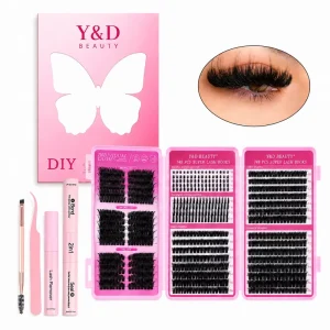 Mega Fox Eye Fairy Spiky Fluffy Cluster Lashes 30D 40D Individual Eyelash Extension Book Kit Tray Custom Logo