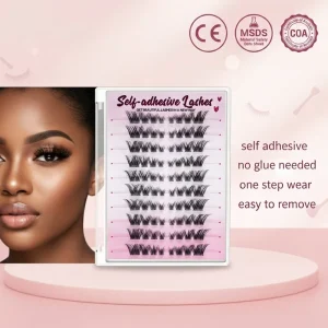 Megan Style Self adhesive Cluster Lashes Glue free DIY Individual Lash Extensions Private Label Custom Logo Eyelash Vendor