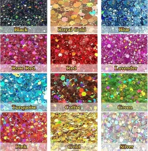 Metallic Glitter Sequins Rich Color DIY Mix with Glitter Gel Beauty Party Supplies