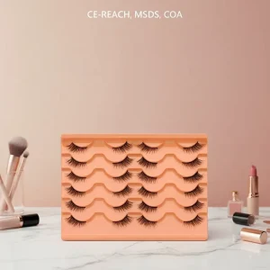 Middle East 14 Pairs Half Lashes Cat Eye 3D Faux Mink Eyelashes Orange Tray Reusable Clear Band Custom Logo Vendor