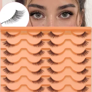 Middle East Hot Selling 14 Pairs European American Synthetic Hair Invisible clear Band Transparent stem Half Eye Tail Eyelashes