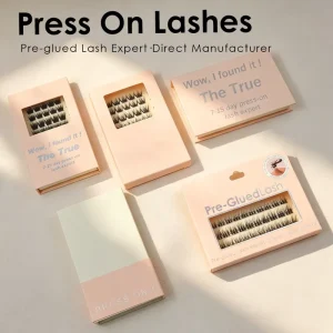 Mini Suitcase Custom Luxury Press on Lashes Silk Handmade Cruelty-Free High Quality 1 Second Self Adhesive No Gule Pre Bond Lash