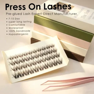 Mini Suitcase Favors Factory Press on Lashes Super Fine Band Flexible Natural Thick for Lash Cluster Glue Self Eyelashes