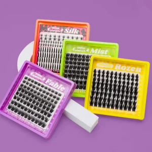 Mini Tray Cluster Lashes Kit 4 Styles Mixed C D Curl Volume Spike Eyelash Cluster Kit with Bottom Lash