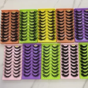 Mink Eyelashes Set High Quality Wispy Fluffy False Lashes Factory Direct Source Macaron Color Exquisite Packaging
