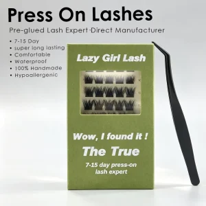 Mink Fur Press Eyelash Precut Segment Cluster Lashes Pre Glued 3D Effect Self Adhesive Cruelty Free Soft Band