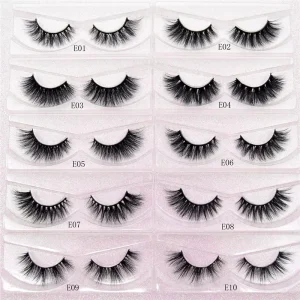 Mink Lashes 3D Mink Eyelashes 100% Cruelty Free Lashes Handmade Reusable Natural Eyelashes Wispies False Lashes Makeup E Series