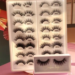 Mink Strip Eyelashes Hand Made Natural Length 15mm Private Label Real Mink Eyelashes with Custom logo