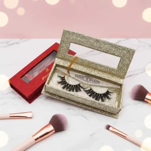 Mink Strip Lashes False Eyelashes 3D Handmade Reusable Black with Empty Eyelash Packaging Box
