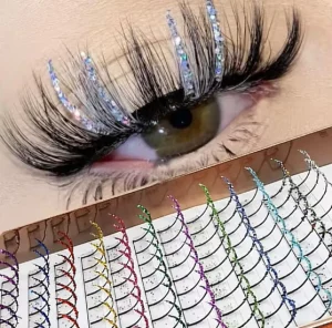 Mix 12 Color Glitter Lashes Fluffy Streaks Cosplay Makeup Individual Eyelashes Extension Supplier Free Shipping