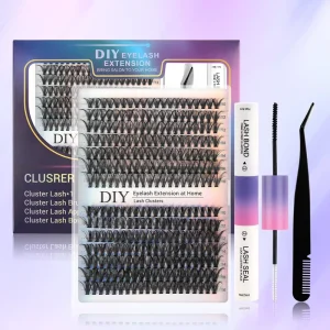 Mix Cluster Lashes 14 Rows Segmented Reusable Waterproof Synthetic Hair Eyelashes DIY Individual Lash Trays Set