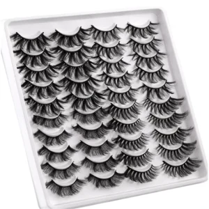 Mix Match 20 Pairs Black Cotton Band Full Strip Eyelashes Strong Durable Flexible Synthetic Hair with Pink Gift Box