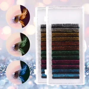 Mixed Colored Lashes Individual Color Eyelashes Extensions Multicolor Purple False Glitter Eyelash Extension