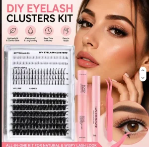 Mixed Curl 80D 200D With Bottom Individual Spike Cluster Eyelash Kit CustomLogo Private Label Cluster Lashes