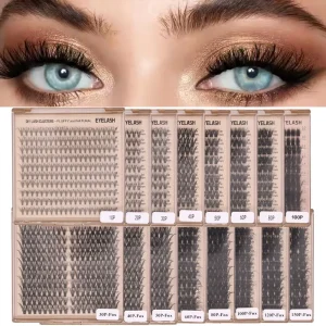 Mixed Length 100D 150D 200D Handmade Cluster Eyelashes Set 3D Thick Volume Fan Eyelashes