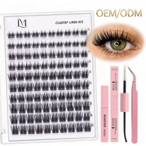 Mixed Length Synthetic Lash Clusters DIY Kit 12-18mm Waterproof Wispy Spiky Eyelash Extension Set Individual Segmented Lashes
