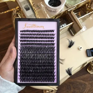 Mixed Lengths 8 10 12mm Black Dramatic Voluminous Magnetic Segment Precut Cluster Fan DIY Lash
