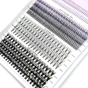 Mixed Natural Fiber Semi Hand Made Pointy Thin Base Large Capacity False Eyelash Set Eyelash Cluster Lashes Kit