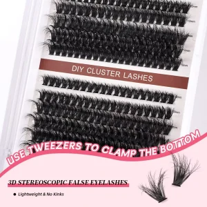Mixed Sizes 10mm 12mm 14mm Lash Segmented Eyelash Clusters With Glue Tweezer