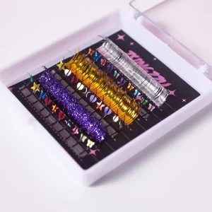 Mixed Style Tinsel Lashes Shiny Colorful Eyelash Extension Tinsel Holographic Lash Makeup Mix Mini Tray Glitter Spike Tinsel