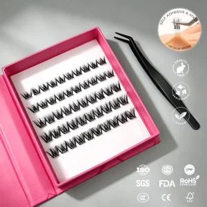 Most Popular Pre Glued Technology Segmented DIY Cluster Lashes Black Brown 5Row Press on Lashes for DIY Cluster Lashes