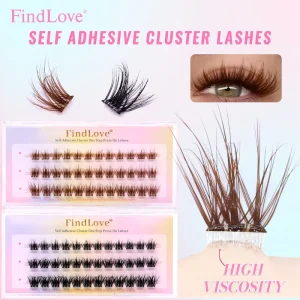 Most Popular Pre Glued Technology Segmented DIY Cluster Lashes HL07 Black Brown 3Row Press on Lashes for DIY Cluster Lashes