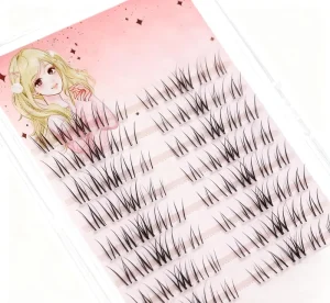 Mulan Style Segmented Daily Manga Handmade Fiber Environmentally Friendly Pointy Thin Base 12 Rows False Eyelashes