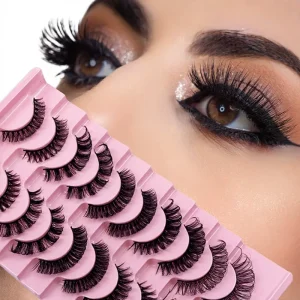 Multi Layer Faux Mink False Eyelashes with Russian for & Plastic Black Band 10 Pairs Per Pack Ready Stock