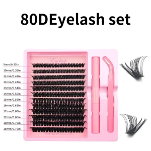 Multi-Length Fluffy Clusters Lash Thick Segmented Lashes Tweezer Bond and Seal Eyelashes Kits Perfect Curved Design