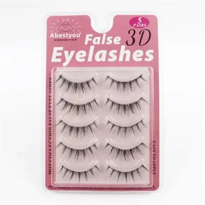 Multipack 5pair clear Band 3d Wispies Faux Small Eye Eyelashes Box Packaging False Eyelash Vendor
