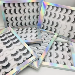 Multipack Bottom Lashes 3D Mink Eyelashes and Eyelash Book Packaging Boxes with Holographic Private Label 16 Pairs Lashes Book
