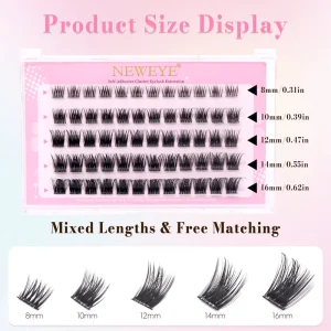 NEWEYE Daily use Fast Apply 3D Fluffy Effect Press on DIY Segment Cluster Lashes Extension Self Adhesive Lashes Kit Tweezer