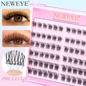 NEWEYE Type Mixed Length D Curl Cluster Lashes Set No Glue Needed Long Lasting Reusable No Need Glue