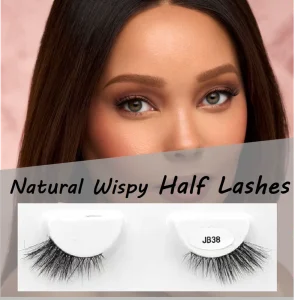 NUOLASH Brand Handmade Fiber False Eyelashes 3D Half Strip Lashes Diamond Faux Mink with Customized Box