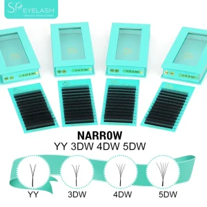 Narrow 3D 4D 5D Eye Lashes Extensions CC D Spacing W Lashes Fans Customized Eyelash Fans 0.07mm Narrow Mink