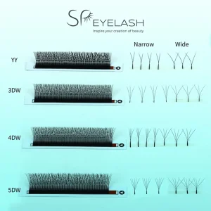 Narrow Fans 2D W3D W4D W5D Clover W Eyelash Extensions 0.07mm Natural Individual W Shape Fans Eyelash