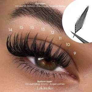 Narrow Spire Eyelash Extensions Anime Lashes Spire Clusters Manga Style Lightweight Premade Fans