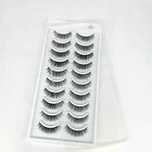 Natural 10 Pairs 3D Natural False Eyelashes Makeup Faux Mink Synthetic Hair Cosmetics Eyelash Extensions Eyelashes