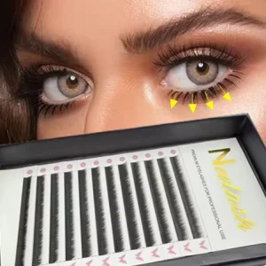 Natural 3D Baby J Curl Matte Black Bottom Lash Extensions 0.15 0.20 5-7mm Silk Fiber Handmade Vegan