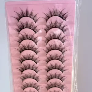 Natural 3D Multi Layered Mink False Eyelashes Thick Soft Synthetic Fiber Extension Long Cruelty Free 0.07MM Thickness Black