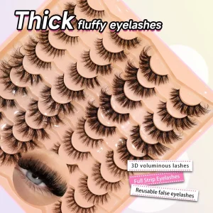 Natural Black Eyelash 3D Faux Mink Curly Short Lashes Messy Strip PBT Reusable Handmade Cotton Band Supplier MIZIMO