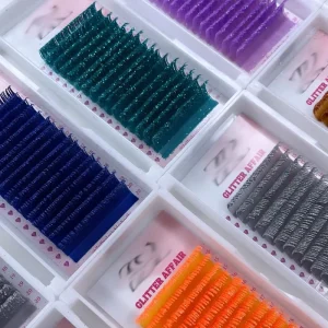 Natural Black Glitter Individual Eyelash Extensions Professional Handmade Luxurious Korean Premium PBT Supplies for Party Use