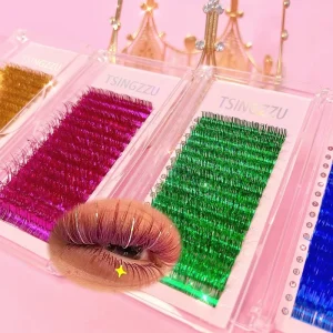 Natural Black PBT Material 0.07MM Thickness False Individual Eyelash Extensions Tinsel Eyelash Makeup