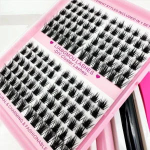 Natural Brown Segmented Lashes DIY Cluster Eyelashes Extension C D Curl Mix Length Individual Lash Clusters Private Label